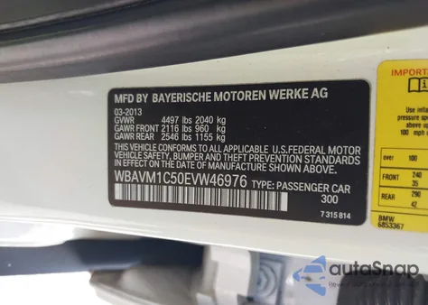 2014 BMW X1 Sdrive28I from USA, damaged, VIN WBAVM1C50EVW46976